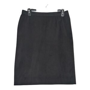 Vintage Samuel Robert Black Faux Suede Knee Length Pencil Skirt Size 8 Chic Sexy